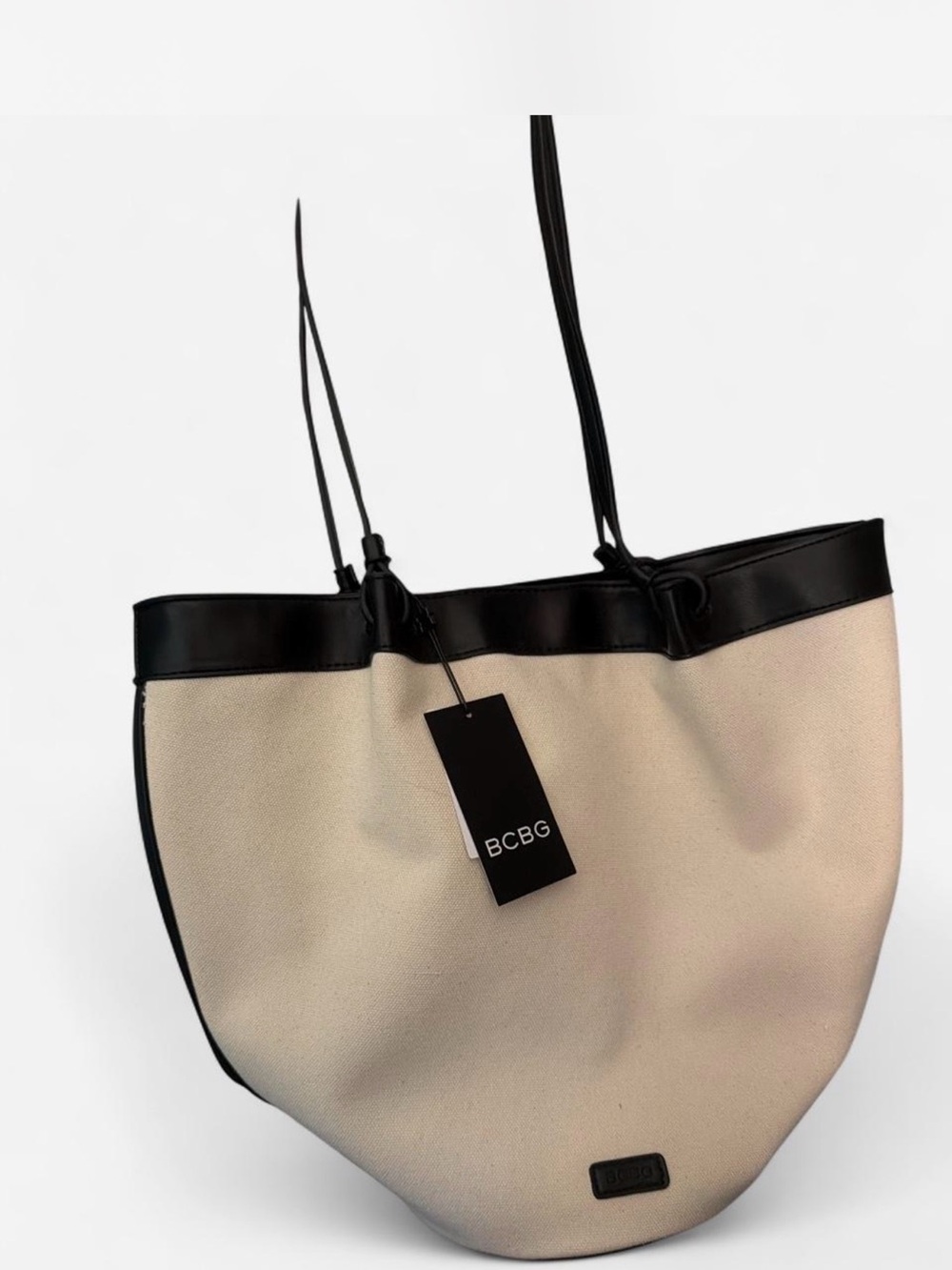 BCBG Black and Beige Two-Tone Tote